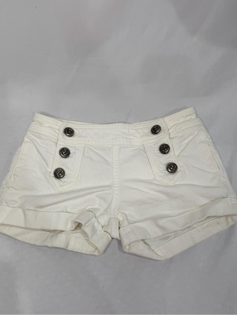 Juicy Couture White High-Waist Sailor Button Shorts